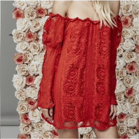 For Love And Lemons Garden Rose Hot Red Dress Small - Picture 14 of 14
